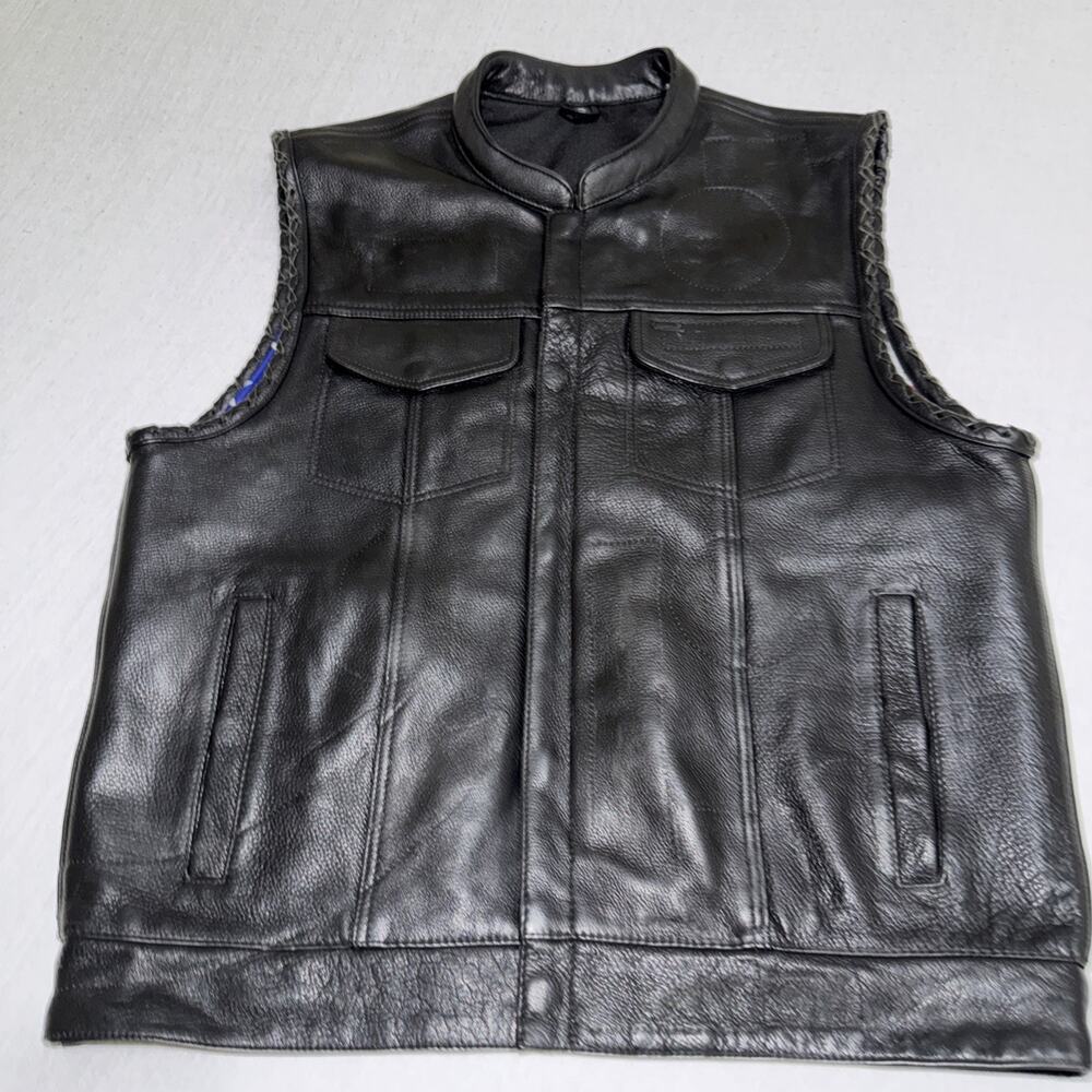 Milwaukee Leather Motorcycle Vest, XL, Biker, Black American Flag